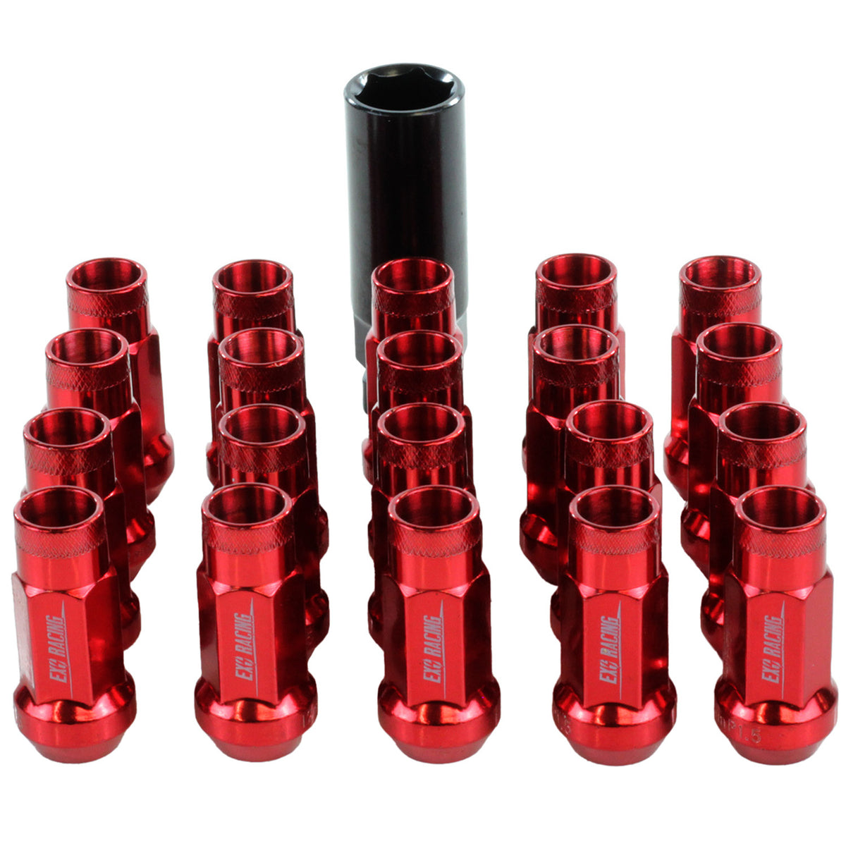 20 x Exoracing Wheel Nuts Forged Steel or Aluminium - Forged Steel / Red / M12x1.25