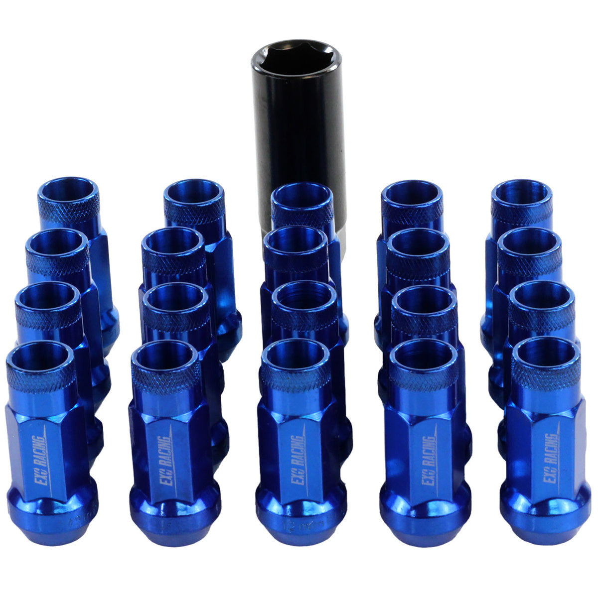 20 x Exoracing Wheel Nuts Forged Steel or Aluminium - Forged Steel / Blue / M12x1.5