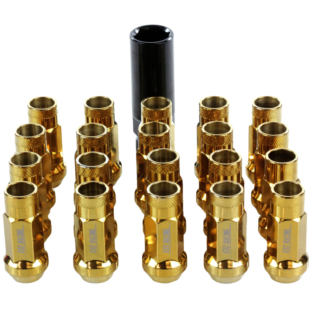 20 x Exoracing Wheel Nuts Forged Steel or Aluminium - Forged Steel / Gold / M12x1.25