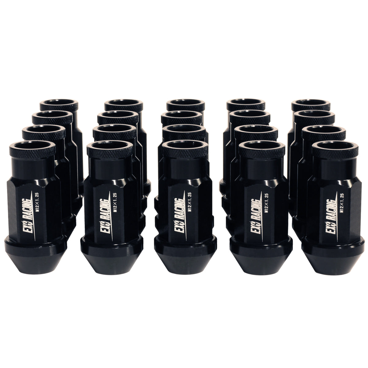 20 x Exoracing Wheel Nuts Forged Steel or Aluminium - Aluminium / Black / M12x1.5