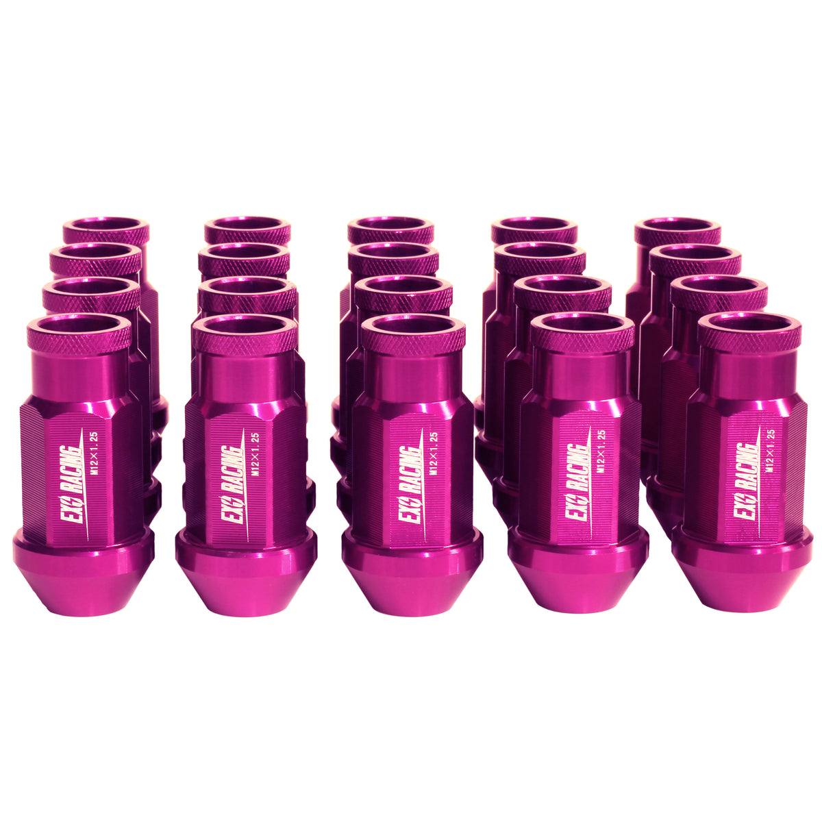 20 x Exoracing Wheel Nuts Forged Steel or Aluminium - Aluminium / Purple / M12x1.5