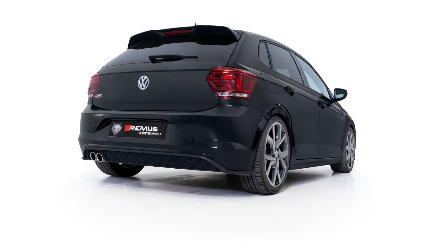 Cat-Back System for VW Polo 5 6R Resonated | 2x 84mm Street Race Black Chrome Tips