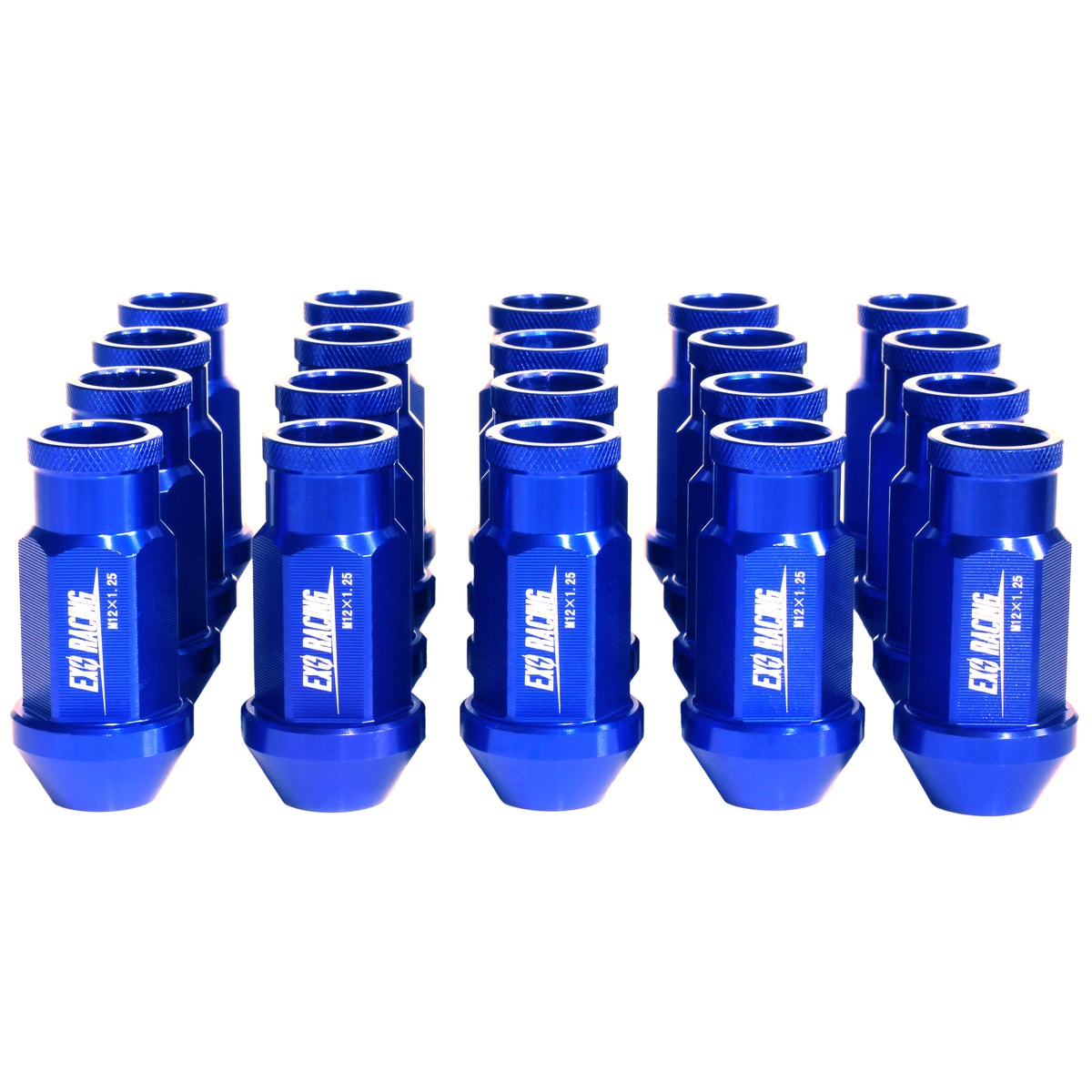 20 x Exoracing Wheel Nuts Forged Steel or Aluminium - Aluminium / Blue / M12x1.25