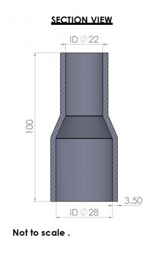 Silicon Hoses 28-22mm Straight Reducer Silicone Hose (FMS28-22) - photo 3