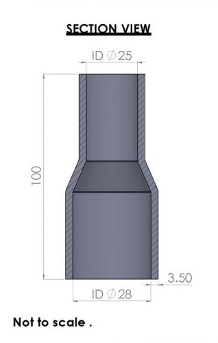 Silicon Hoses 28-25mm Straight Reducer Silicone Hose (FMS28-25) - photo 3