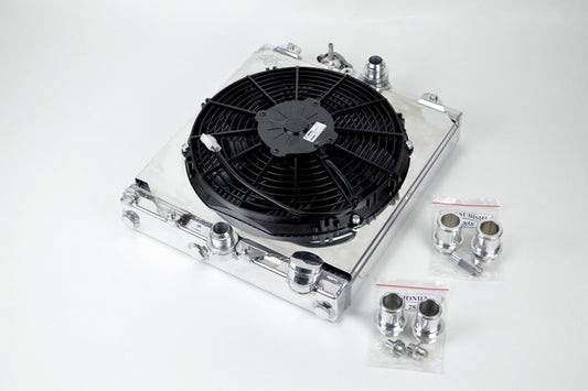 CSF Half Radiator with Fan & Shroud for Honda Civic EG / EK & Mitsubishi Evo VII-IX - image 2