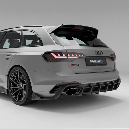 Revozport Carbon Fibre Rear Diffuser for Audi RS4 B9.5 Facelift