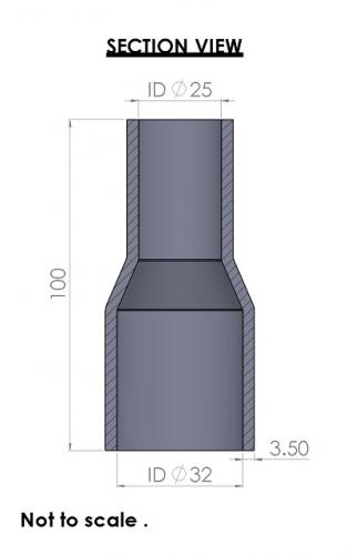 Silicon Hoses 32-25mm Straight Reducer Silicone Hose (FMS32-25) - photo 3