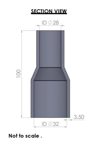 Silicon Hoses 32-28mm Straight Reducer Silicone Hose (FMS32-28) - photo 3