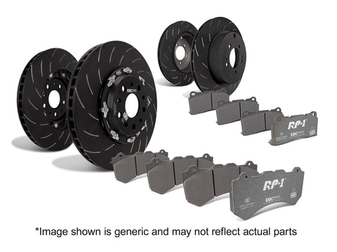 EBC Racing RP-1 Race Pad and 2-pc Floating Disc Kit FULL VEHICLE 2pc disc kit & swept groove rear (P2DK037RP1) Image 4