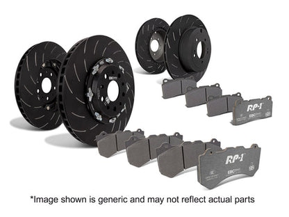 EBC Racing RP-1 Race Pad and 2-pc Floating Disc Kit FULL VEHICLE 2pc disc kit & swept groove rear (P2DK037RP1) Image 4