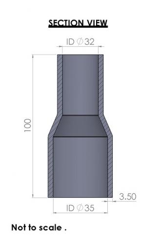 Silicon Hoses 35-32mm Straight Reducer Silicone Hose (FMS35-32) - photo 3