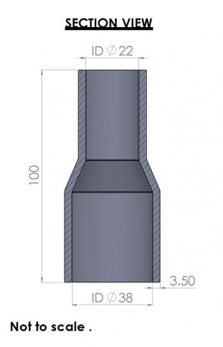 Silicon Hoses 38-22mm Straight Reducer Silicone Hose (FMS38-22) - photo 3
