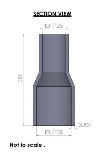 Silicon Hoses 38-25mm Straight Reducer Silicone Hose (FMS38-25) - photo 3