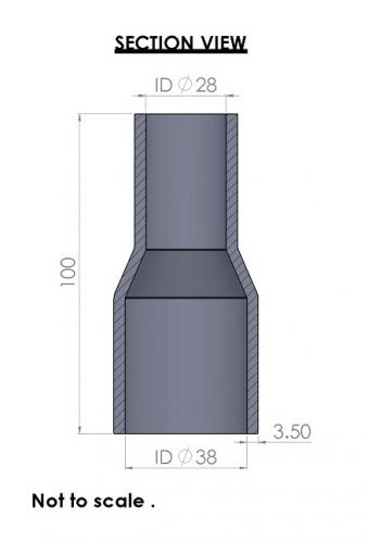 Silicon Hoses 38-28mm Straight Reducer Silicone Hose (FMS38-28) - photo 3