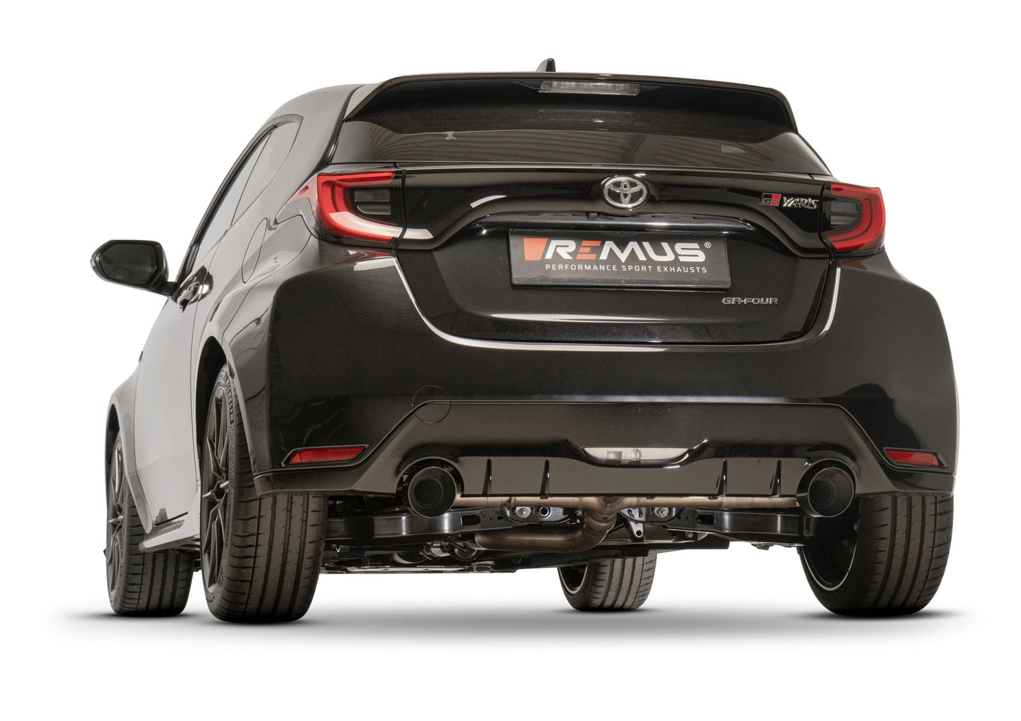 Racing GPF Back System centered for Toyota Yaris 2x 102mm Chrome Straight Cut Tips