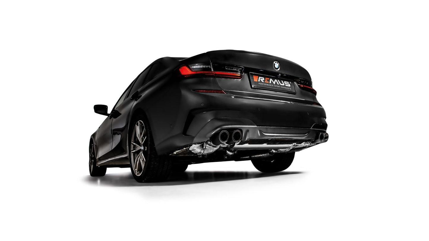 Sport Exhaust Bundle for the BMW G20 Limo G21 Touring G22 Coupe G26 Gran Coupe Racing + Sport Exhaust | 4x 84mm Street Race Chrome Tips