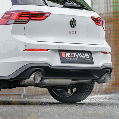 GPF-Back Exhaust System for VW Golf 8 CD Resonated | 2x 102mm Chrome Straight Cut Tips (#2)