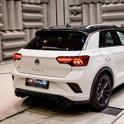 GPF-Back Exhaust System for VW T-Roc A1 R Racing Rear Silencer | 4x 115mm Chrome Engraved Tips
