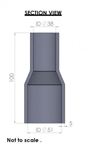 Silicon Hoses 51-38mm Straight Reducer Silicone Hose (FMS51-38) - photo 3