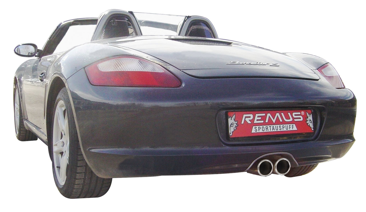 RACING cat-back-system L/R for Porsche Boxster S/987 & Cayman 987 2x 98mm Street Race Chrome Tips