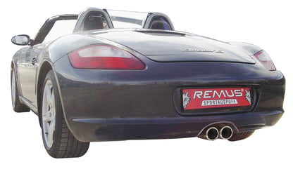 RACING cat-back-system L/R for Porsche Boxster S/987 & Cayman 987 2x 98mm Street Race Black Chrome Tips