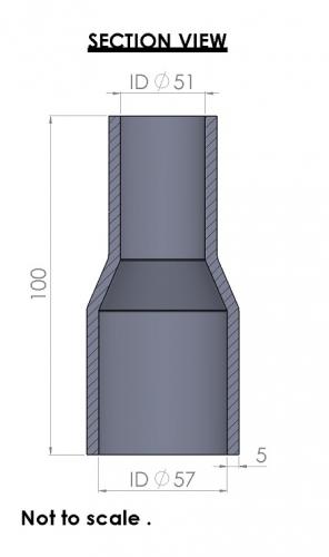 Silicon Hoses 57-51mm Straight Reducer Silicone Hose (FMS57-51) - photo 3