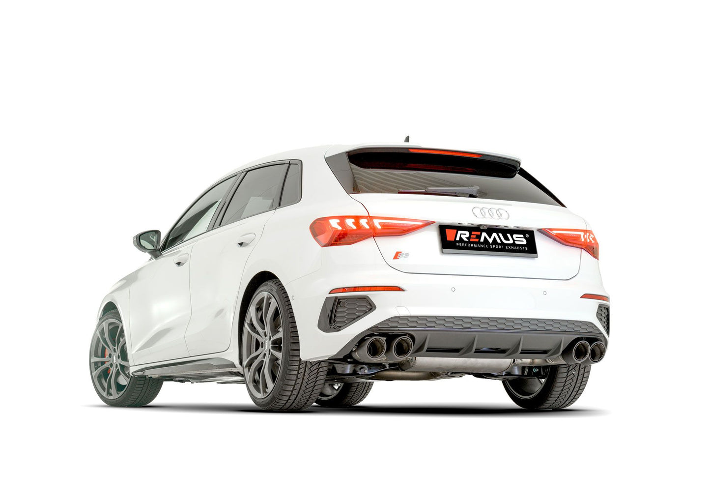 GPF-Back Exhaust System Audi S3 8Y Racing Rear Silencer | 4x 102mm Carbon Angled Tips