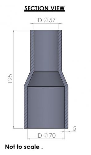 Silicon Hoses 70-57mm Straight Reducer Silicone Hose (FMS70-57) - photo 3