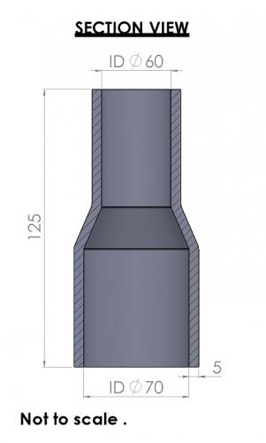 Silicon Hoses 70-60mm Straight Reducer Silicone Hose (FMS70-60) - photo 3