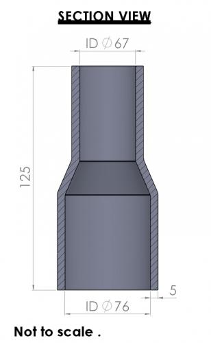 Silicon Hoses 76-67mm Straight Reducer Silicone Hose (FMS76-67) - photo 3