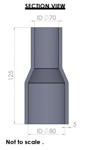 Silicon Hoses 80-70mm Straight Reducer Silicone Hose (FMS80-70) - photo 3