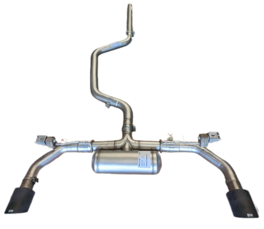 GPF-Back Exhaust System for VW Golf 8 CD Resonated | 2x 115mm Black Chrome Engraved Tips (#2)