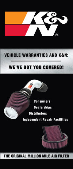 K&N Tri-Fold Mini Warranty Brochure 8.5" x 3.6"