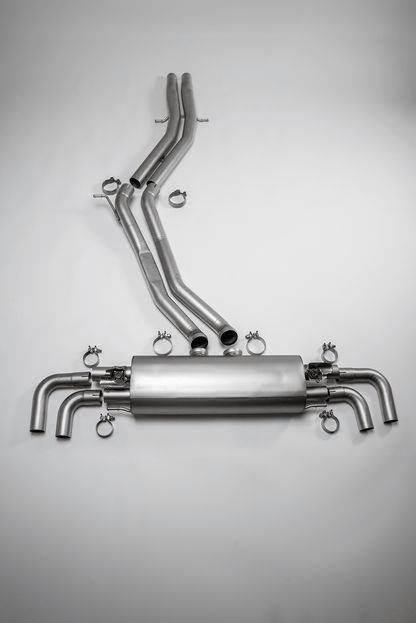 Front section-back-system for Porsche Cayenne E-Hybrid PO536/9YA 4x 98mm Street Race Chrome Tips