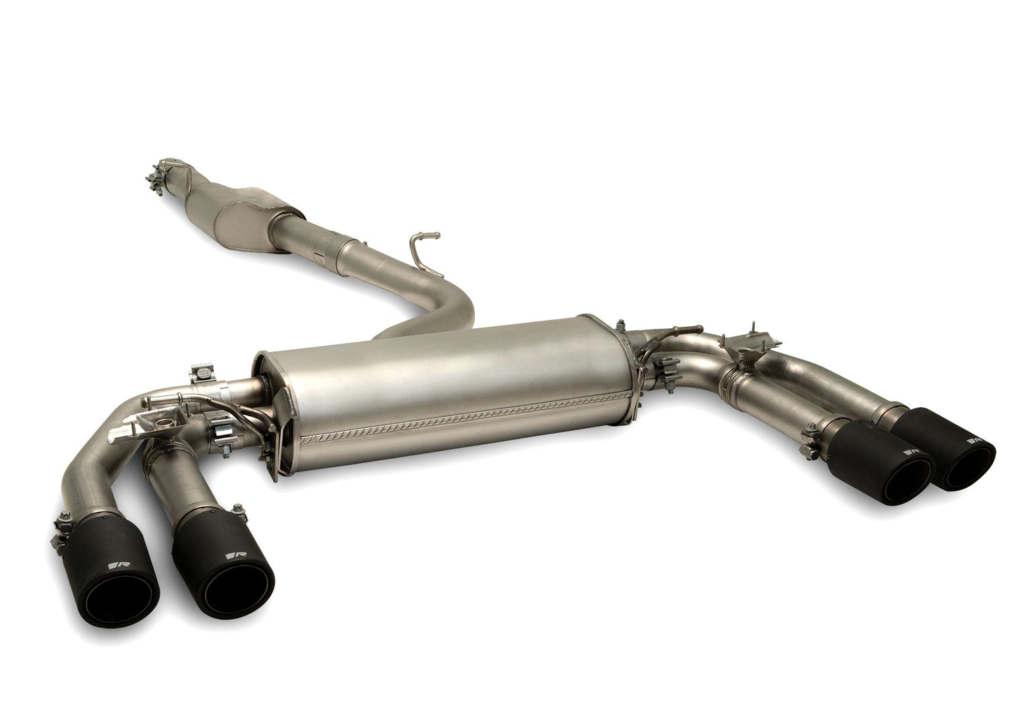 GPF-Back Exhaust System for VW T-Roc A1 R Racing Rear Silencer | 4x 102mm Chrome R-Logo Tips