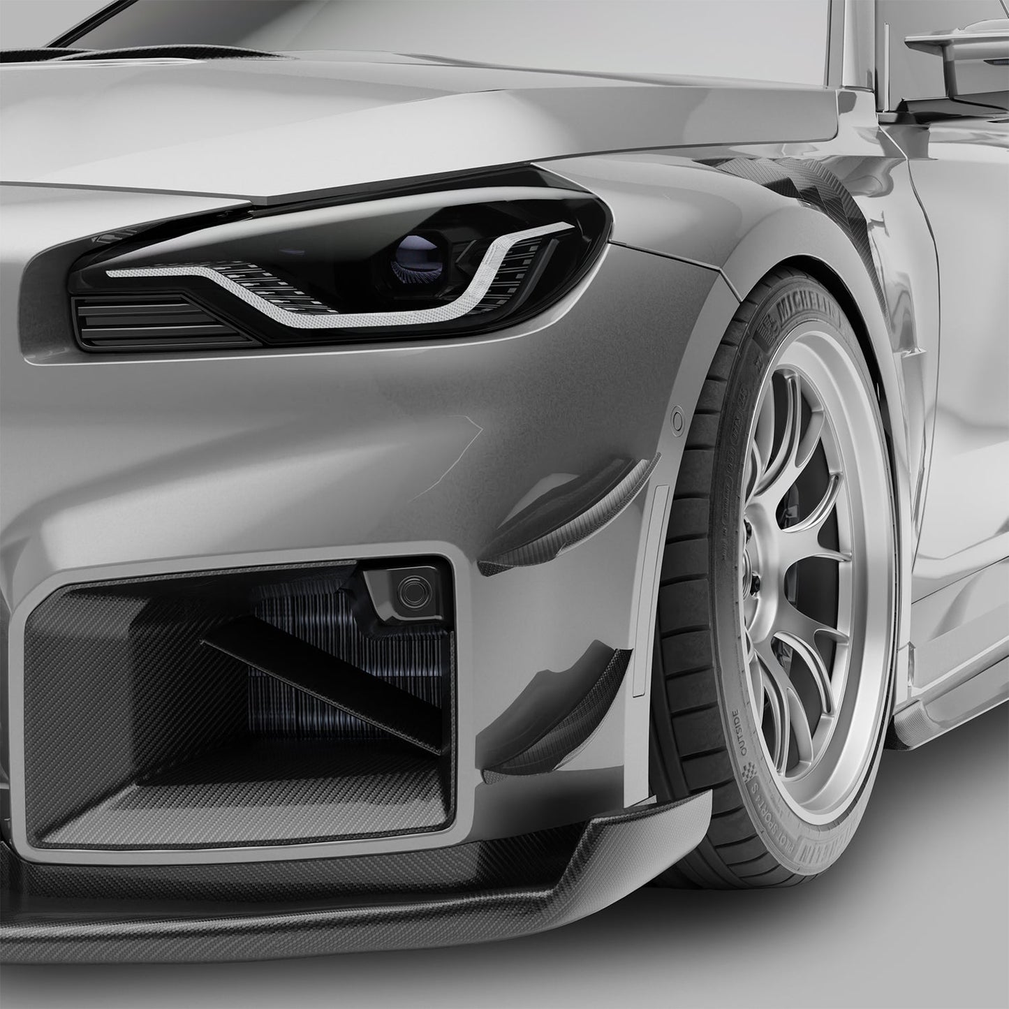 Revozport BMW M2 G87 Carbon Fibre Front Bumper Canards