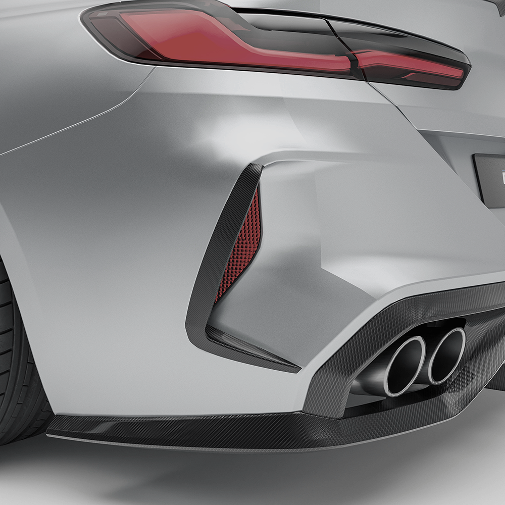 Revozport BMW M8 F91 F92 F93 Carbon Fiber Rear Bumper Canards