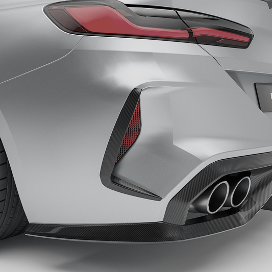 Revozport BMW M8 F91 F92 F93 Carbon Fiber Rear Bumper Canards