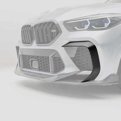 Revozport BMW X6M F96 PRE LCI Carbon Fiber Front Bumper Canards