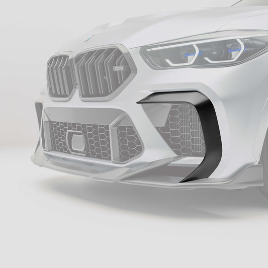 Revozport BMW X6M F96 PRE LCI Carbon Fiber Front Bumper Canards