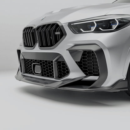 Revozport BMW X6M F96 PRE LCI Carbon Fiber Front Bumper Canards