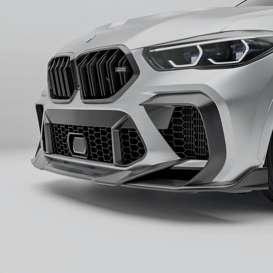 Revozport BMW X6M F96 PRE LCI Carbon Fiber Front Bumper Canards