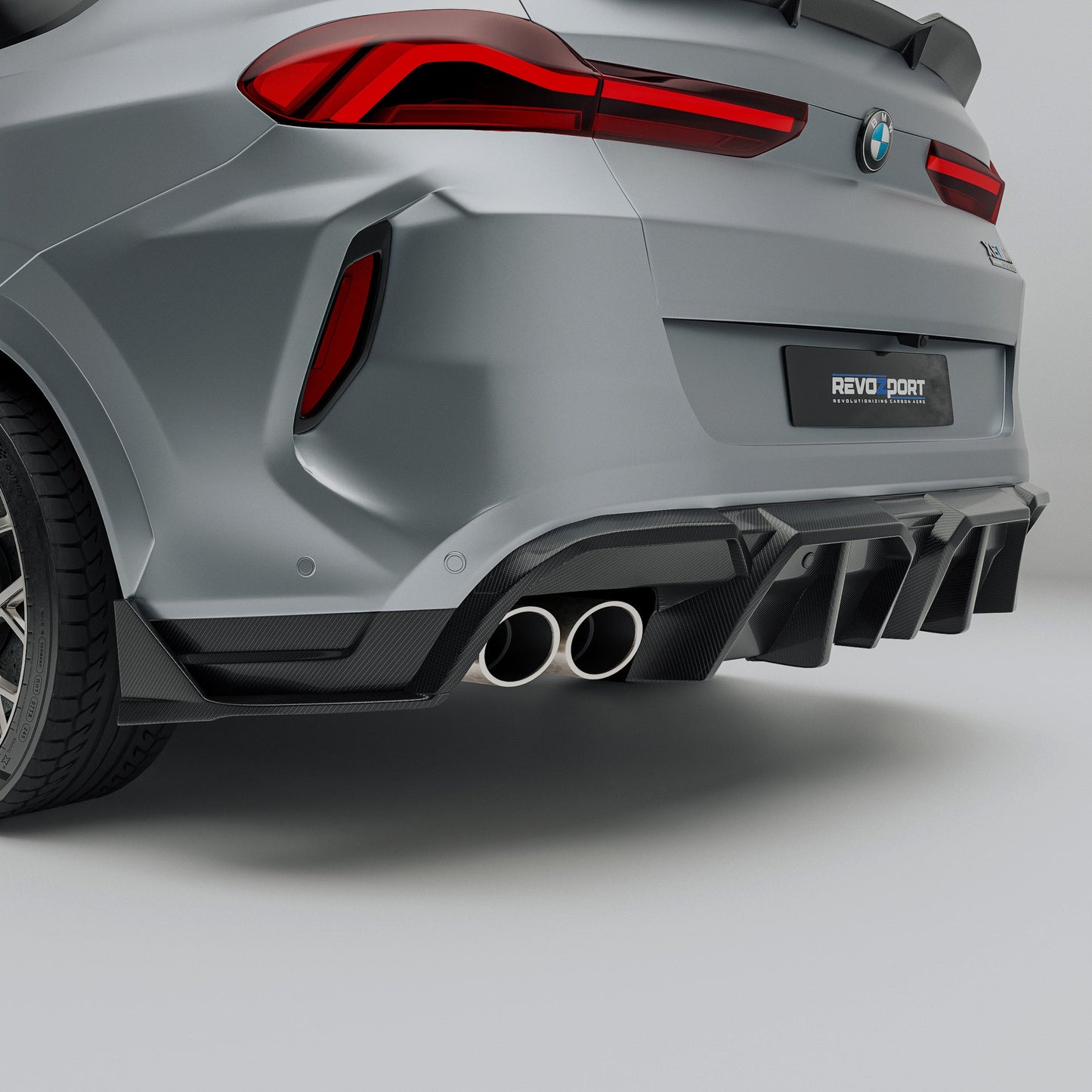 Revozport Carbon Fiber Rear Bumper Splitter for BMW X6M F96