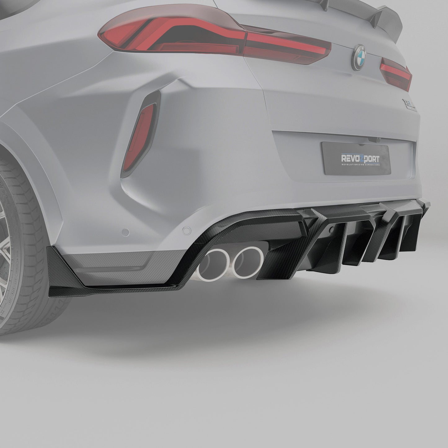 Revozport Carbon Fiber Rear Bumper Splitter for BMW X6M F96