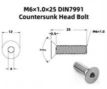Grade 5 Titanium M6 Countersunk Washer & Bolt Kit - 20 Piece