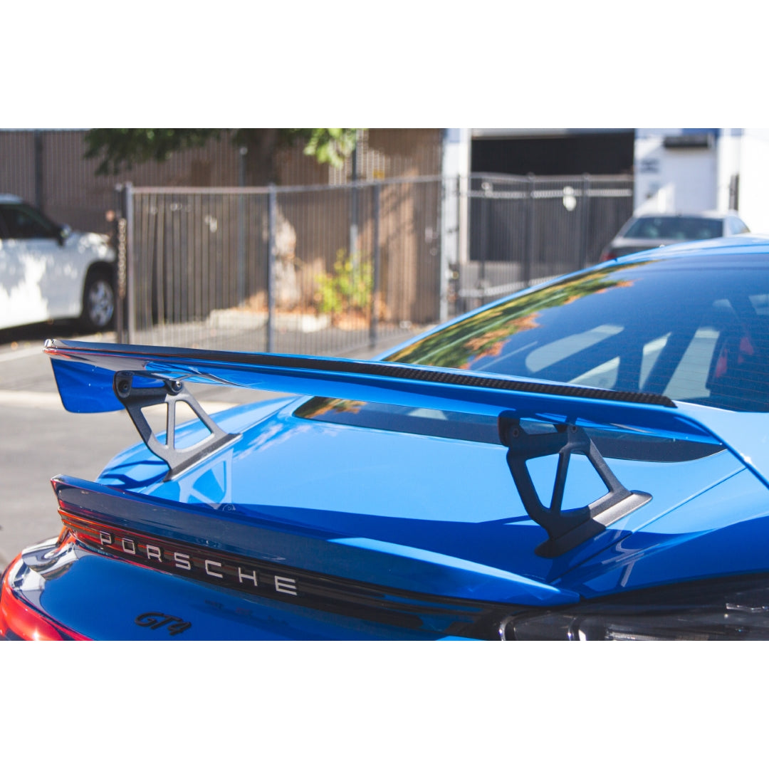APR Carbon Fibre Gurney Flap for Porsche 718 Cayman GT4 Factory Wing 2020-2023 - image 2