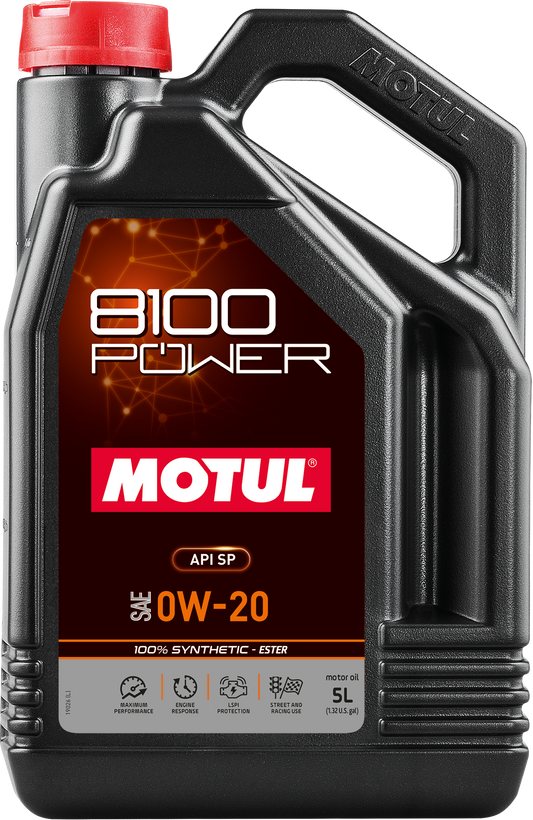 Motul 8100 Power 0W-20 Synthetic Engine Oil – 5 Litre