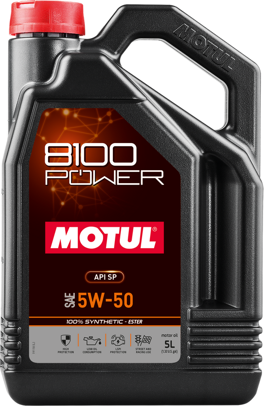 Motul 8100 POWER 5W-50 Fully Synthetic Engine Oil – 5 Litre