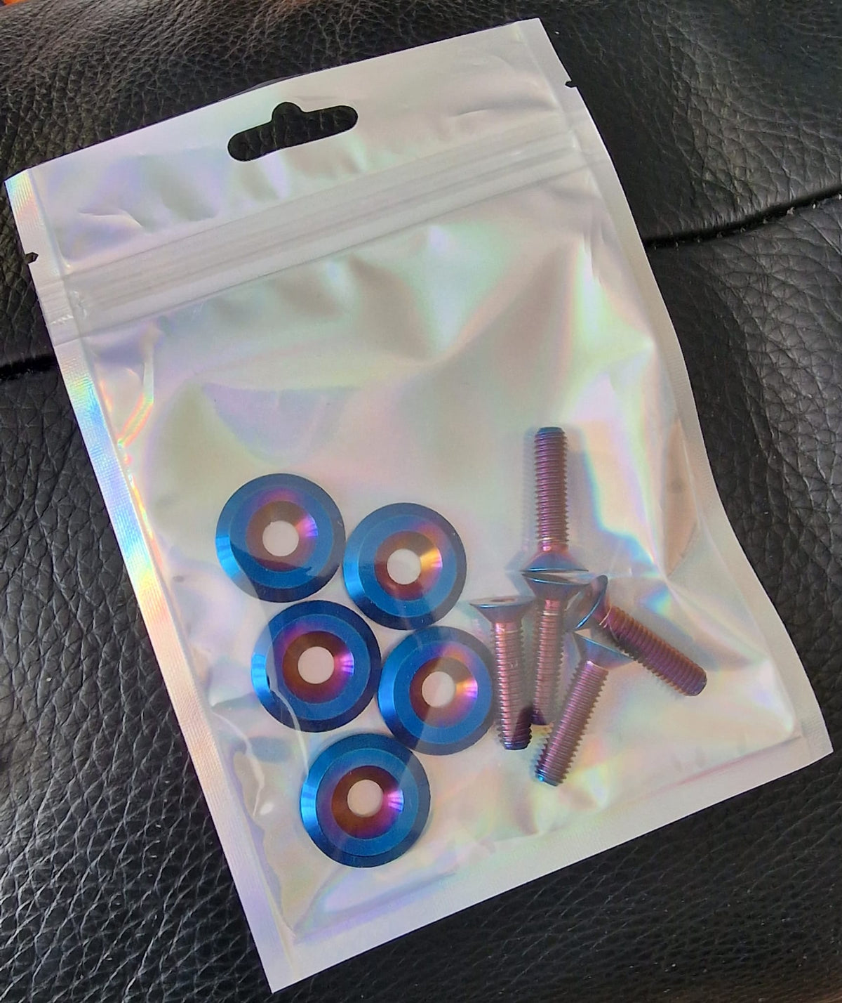 Grade 5 Titanium M6 Countersunk Washer & Bolt - Burnt Blue / Purple